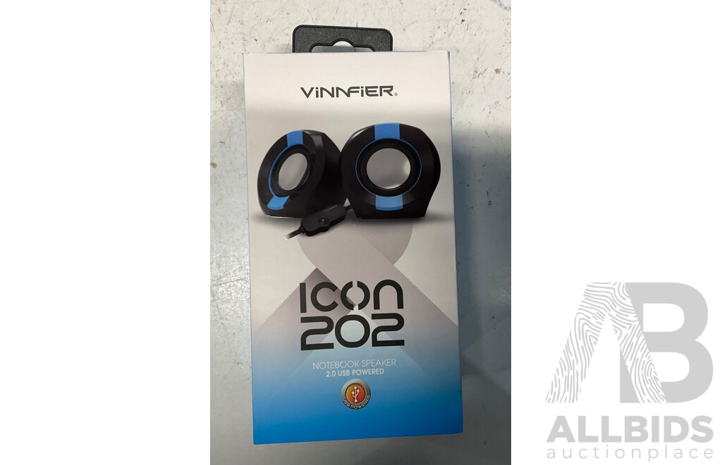 VINNFIER Icon 202 USB Powered 2.0 Speaker - Blue - Lot of 25