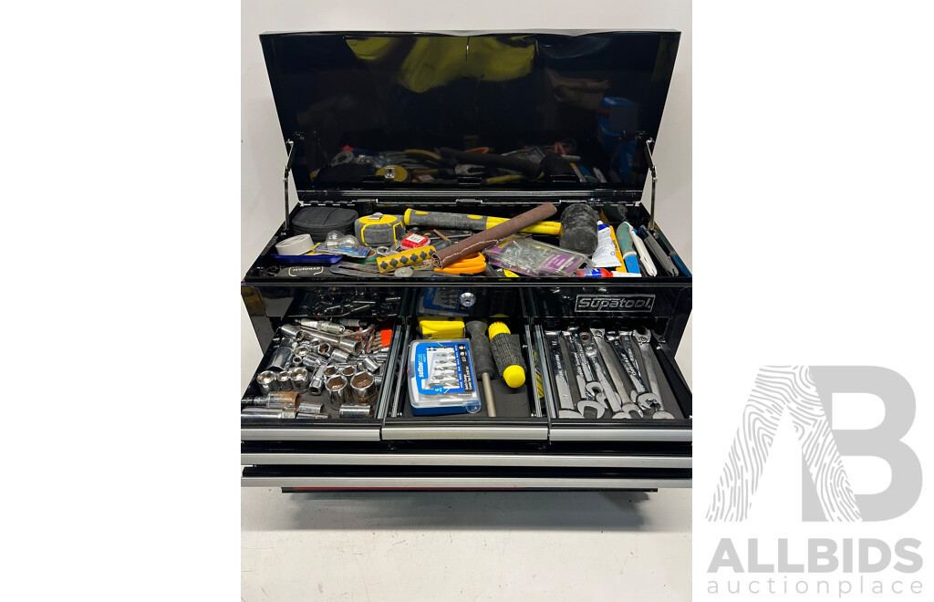 Assorted of Tools Hardware in Supatool Metal Tool Box