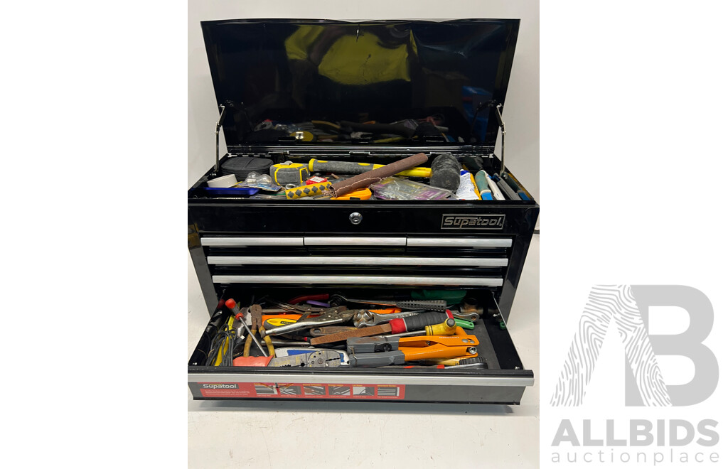 Assorted of Tools Hardware in Supatool Metal Tool Box