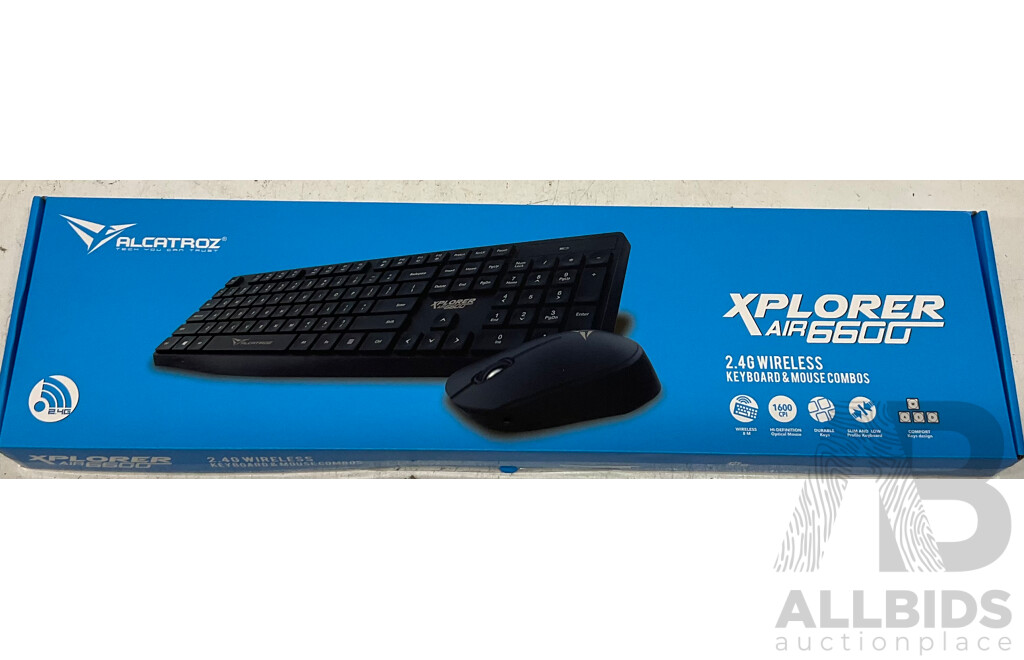 ALCATROZ Xplorer Air 6600 Wireless Keyboard Mouse Combo - Black - Lot of 12 - Estimated Total $372.00