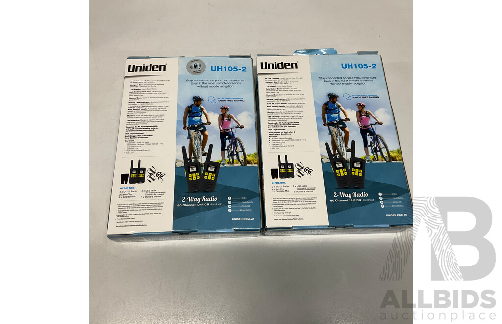 UNIDEN 2-Way Radio UH105-2 - Lot of 2 - ORP$220.00