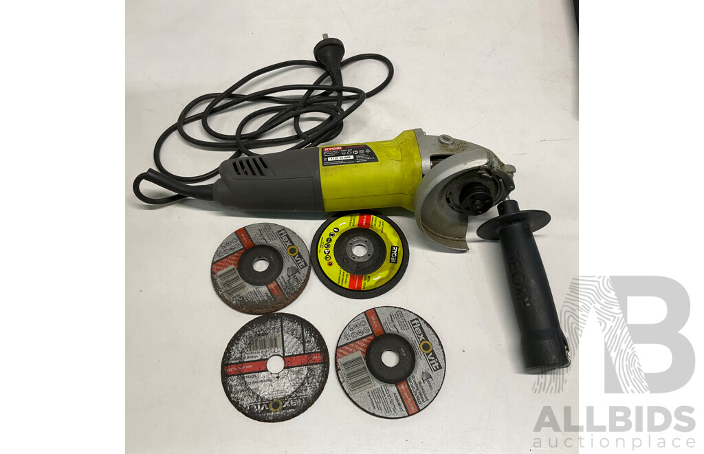 RYOBI 750W Angle Grinder & Drill and Drive Kit with Case & Jigsaw (Tool Only ) & Assorted of Tools - Lot of 5