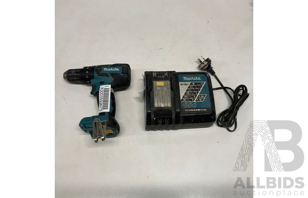 MAKITA DHP459 Cordless Hammer Driver Drill & Charger - Lot of 2 - Estimated Total ORP329.00