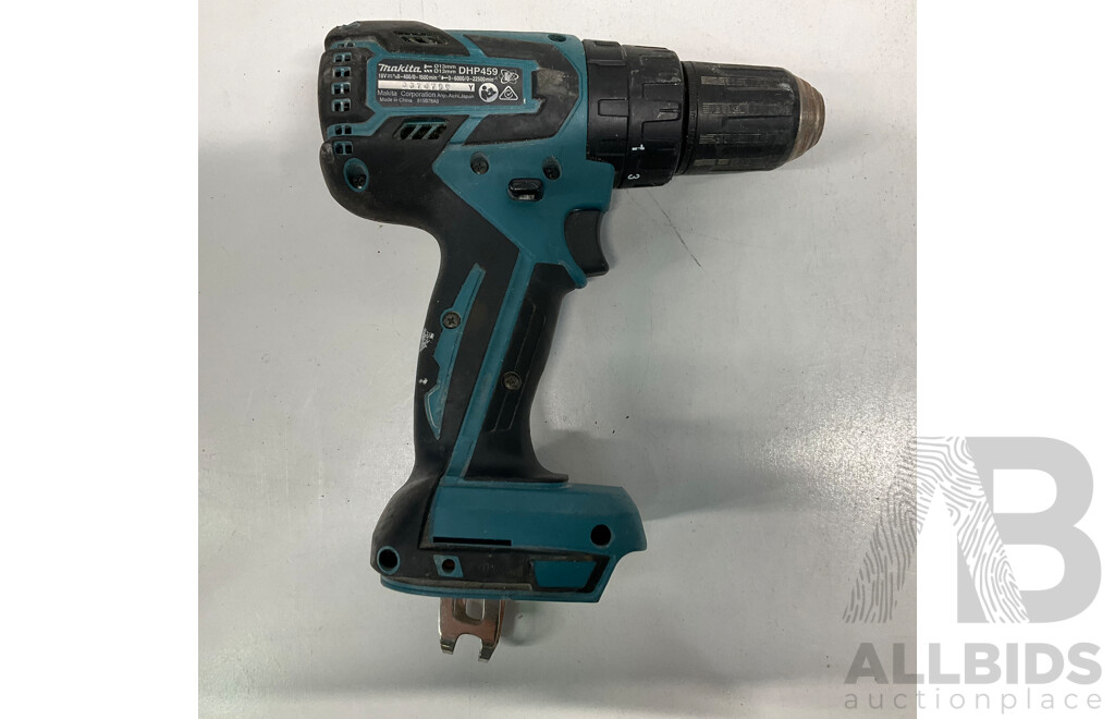 MAKITA DHP459 Cordless Hammer Driver Drill & Charger - Lot of 2 - Estimated Total ORP329.00