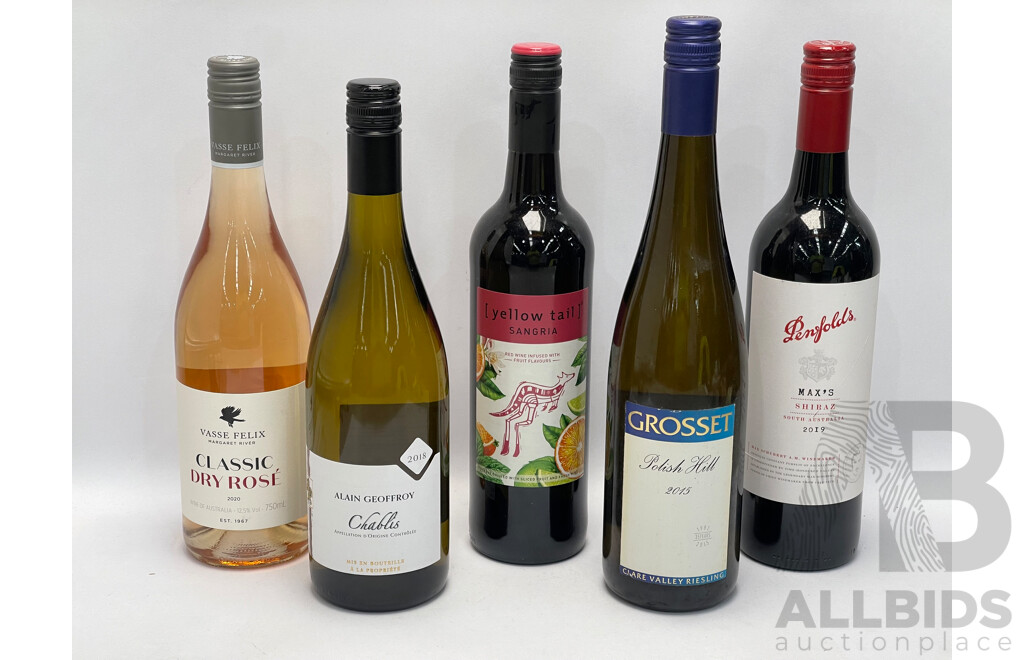 Variety of Assorted Wines - Lot of 5