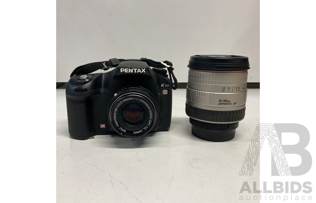 PENTAX K10 with 50mm F1.7  & ASPHERICAL 28-200mm Lens - Lot of 2