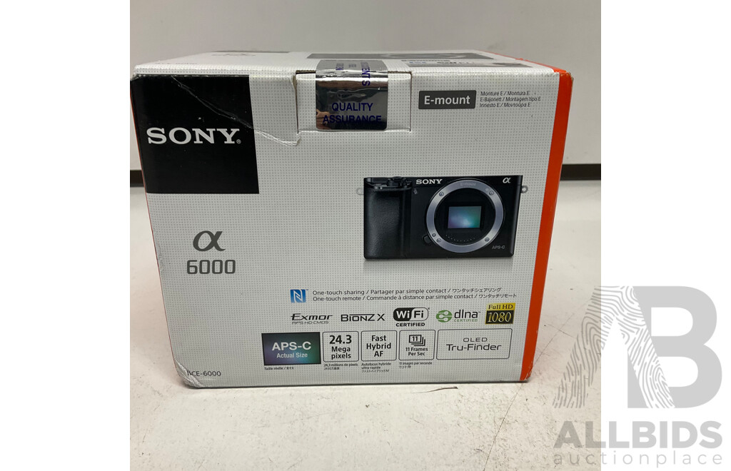 SONY A6000 Mirrorless Digital Camera (Gray) - Body Only - ORP $ 599.00