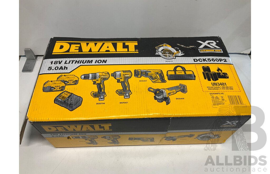 DEWALT DCK560P2 18V XR Li-Ion 5pc Combination Kit 5.0Ah - ORP $ 1599.00