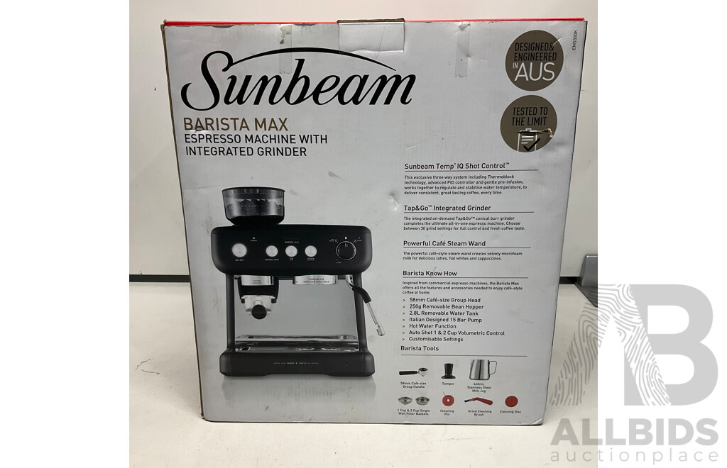 SUNBEAM Barista Max Espresso Machine (EM5300K) & EXPRESSI Coffee Capsule Machine - Lot of 2  - Estimated Total ORP $688