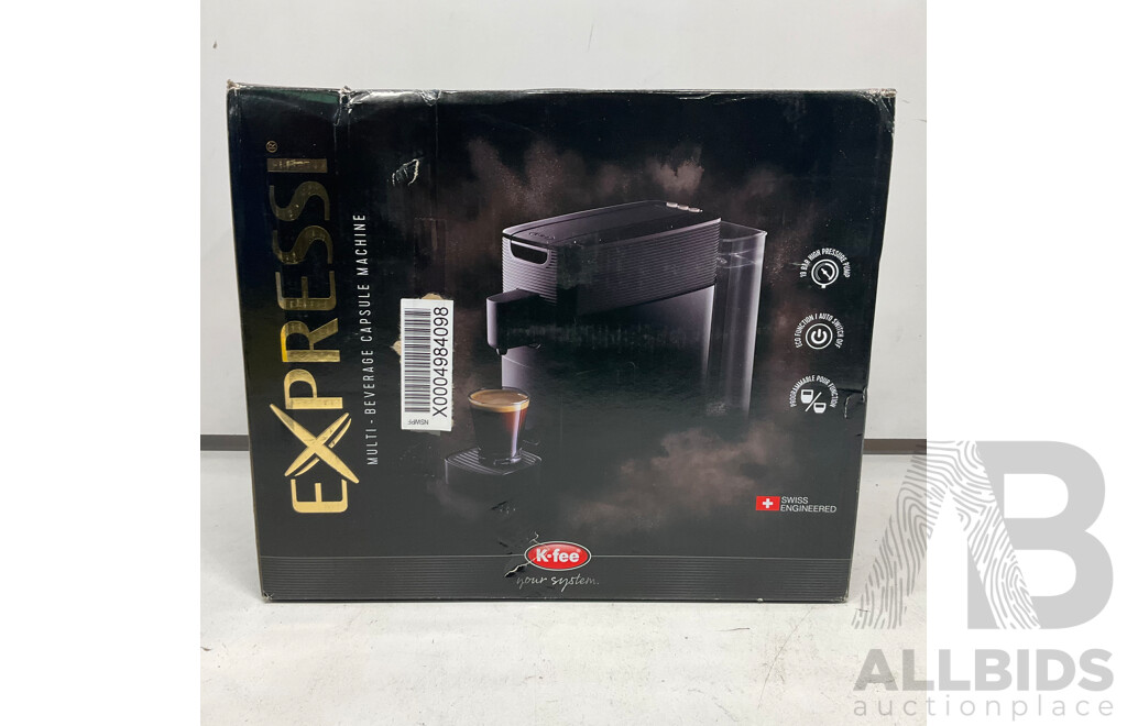 SUNBEAM Barista Max Espresso Machine (EM5300K) & EXPRESSI Coffee Capsule Machine - Lot of 2  - Estimated Total ORP $688