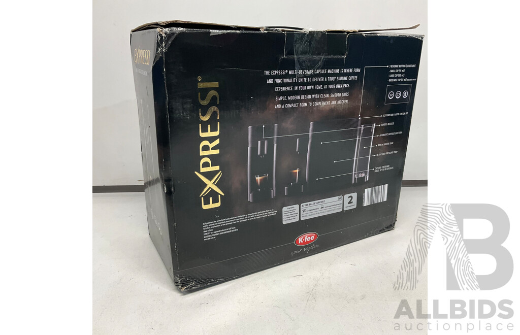 SUNBEAM Barista Max Espresso Machine (EM5300K) & EXPRESSI Coffee Capsule Machine - Lot of 2  - Estimated Total ORP $688