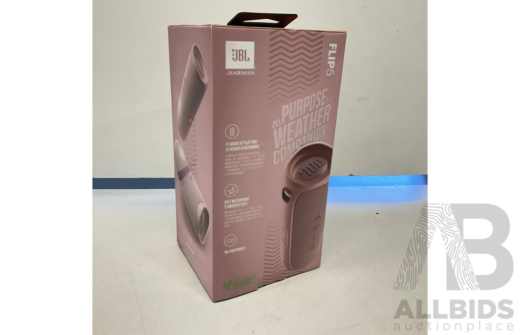 JBL Flip5 Pink Portable Waterproof Speaker - ORP $149.00
