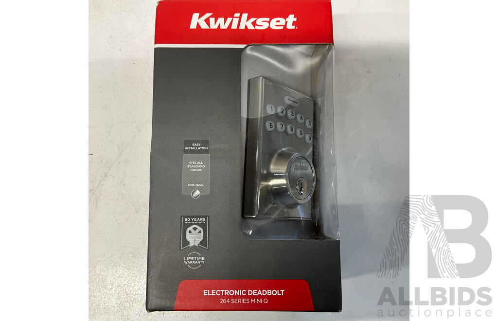 KWIKSET Electronic Deadbolt 264 Series Mini Q & SQUARE Reader & TREND MICRO Home Network Security - Lot of 3 - Estimated Total ORP $259.00