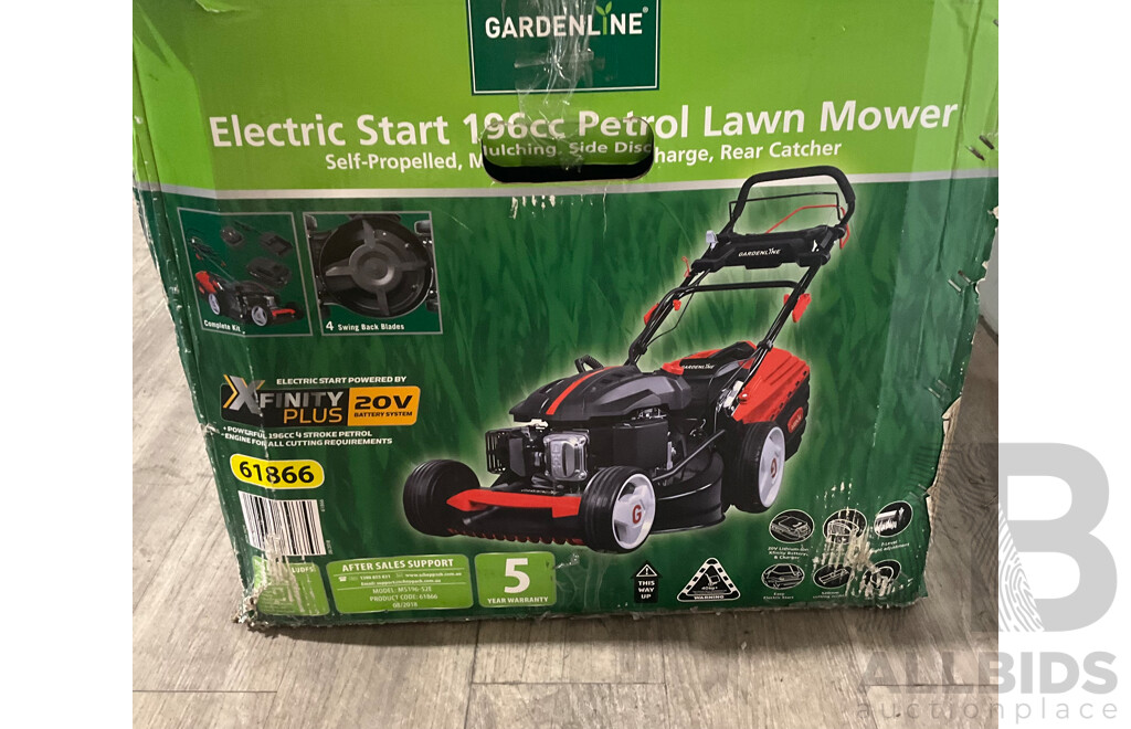 GARDENLINE (MS196-52E) 196cc Electric Start Petrol Lawn Mower - ORP $349.99