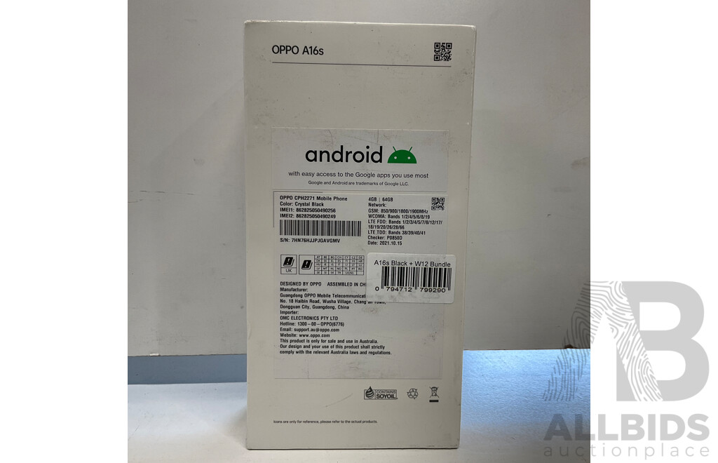 OPPO A16s 64GB Crystal Black Mobile Phone - ORP$ 259.00