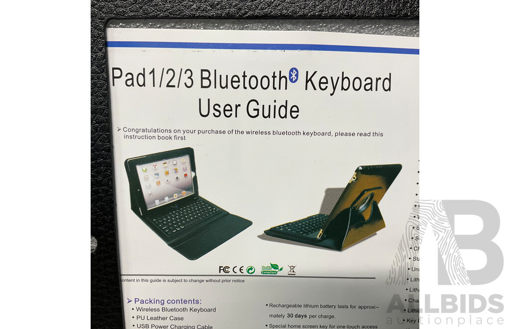 IPad Case with Bluetooth Keyboard - Lot of 9 - Estimated Total $ 450.00