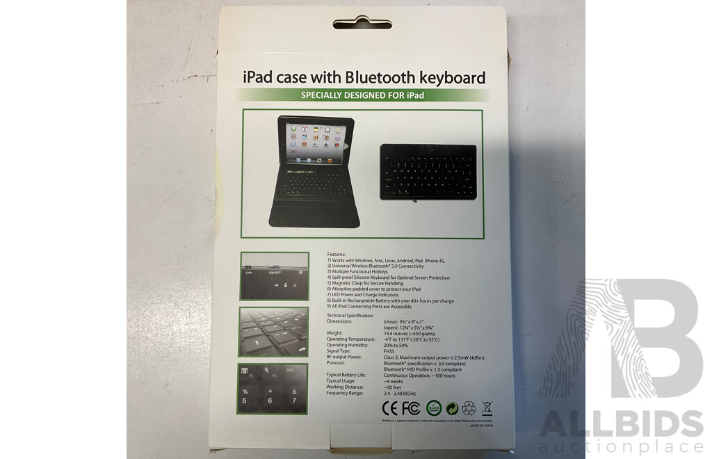 IPad Case with Bluetooth Keyboard - Lot of 10 - Estimated Total $ 500.00