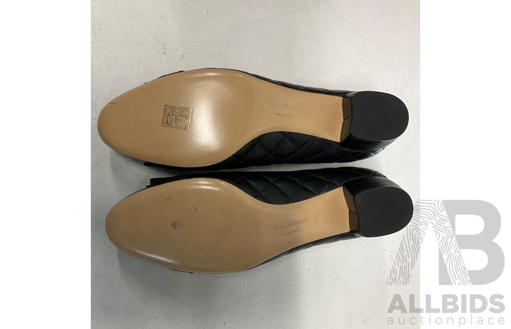 FERRAGAMO NERO PATENTCALF Women's Shoe ( Size 7 1/2)