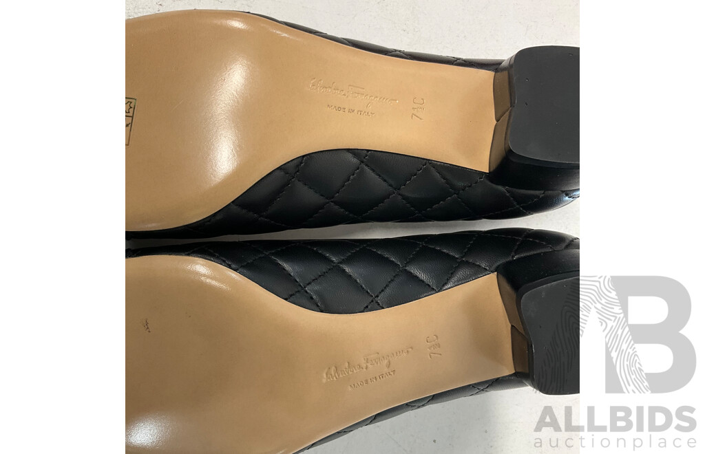 FERRAGAMO NERO PATENTCALF Women's Shoe ( Size 7 1/2)