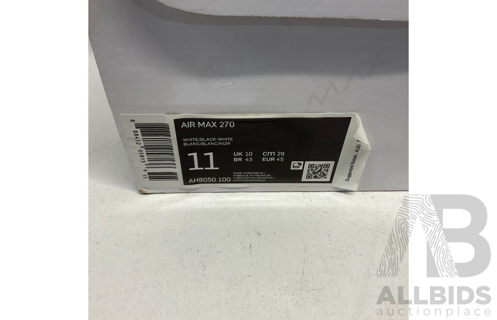 NIKE Air Max 270 White/ Black Shoes US11