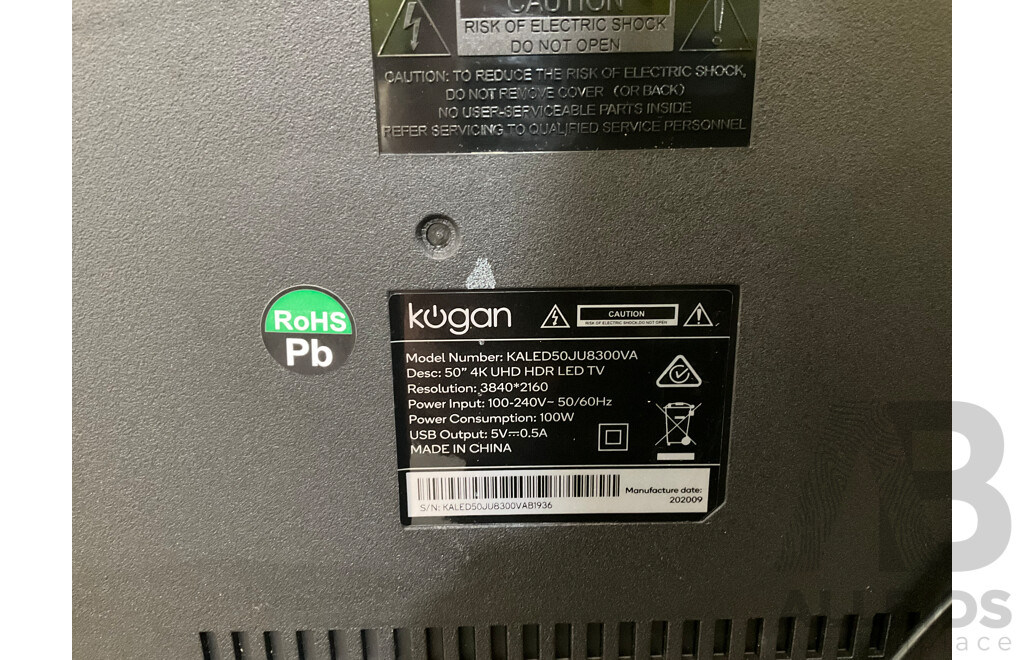 KOGAN (KALED50JU8300VA) 50” UHD HDR 4K LED TV