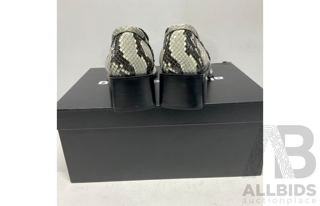 ALEXANDER WANG Parker Low Snake Print Embossed Loafers Size 37.5 - ORP$650.00
