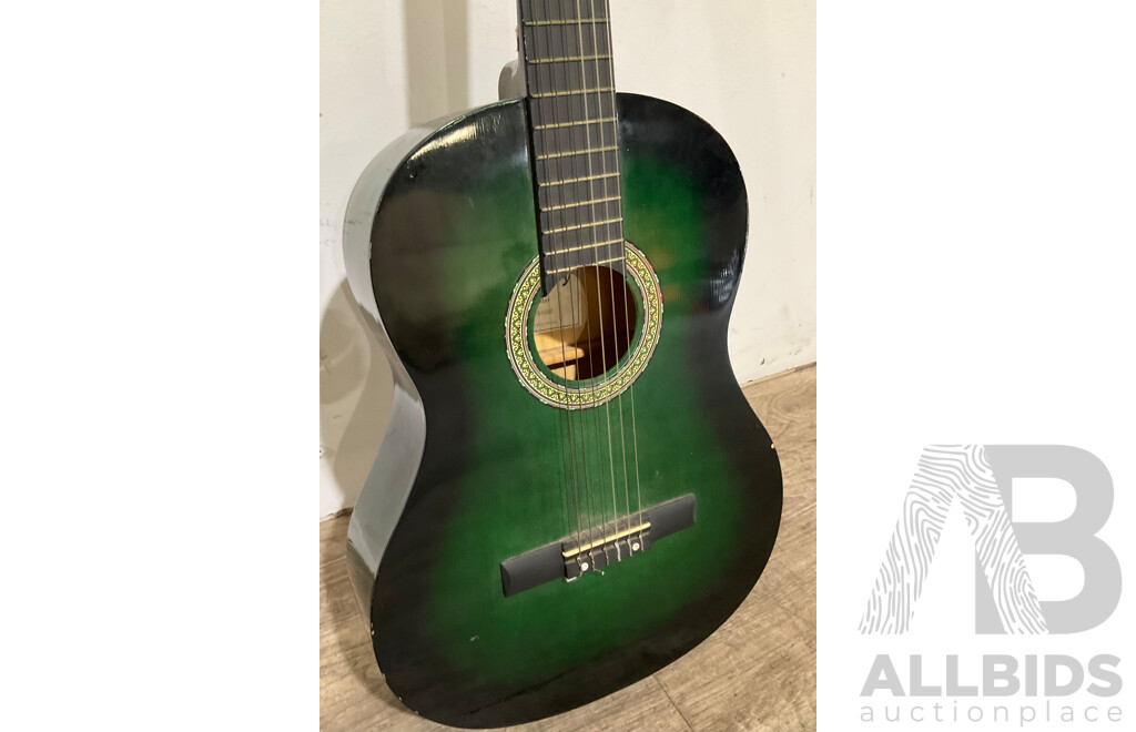 RHAPSODY Green Acoustic Guitar W/ Soft Carry Case