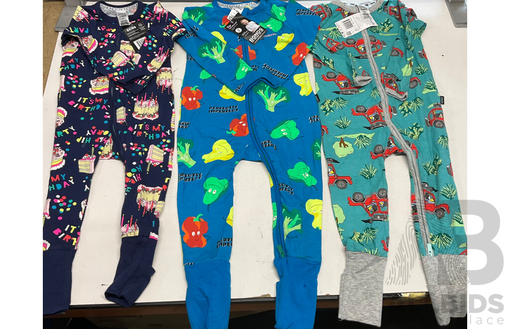 BONDS Assorted of Babysuits (12m to 3Y) - Lot of 9 - Estimated Total $200.00