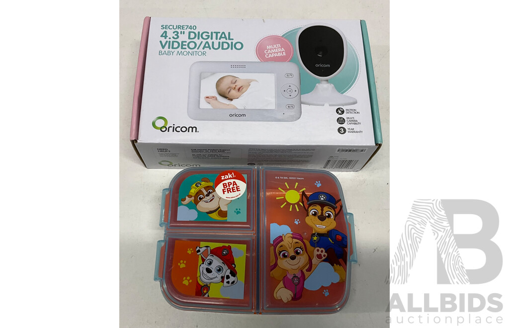 ORICOM Secure740 Baby Monitor & PAW PATROL Container - Lot of 2 - Estimated Total $140.00
