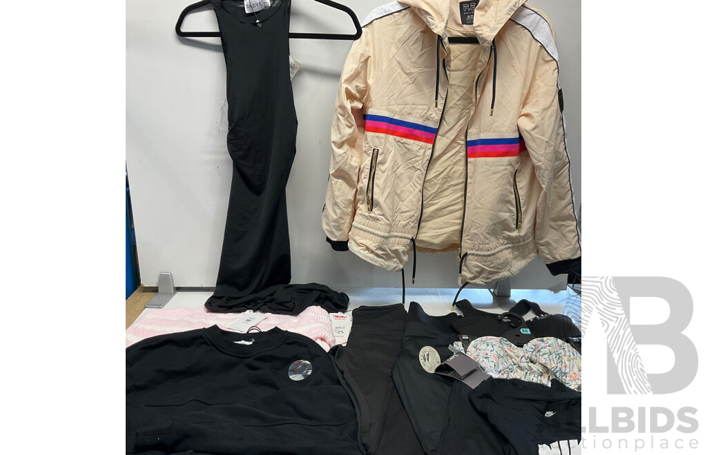 PE-NOTION Jacket & SNDYS Palamas Mesh Midi Dress & Assorted of Clothing (Size 4/6/XS/XXS) - Lot of 9 - Estimated Total 500.00