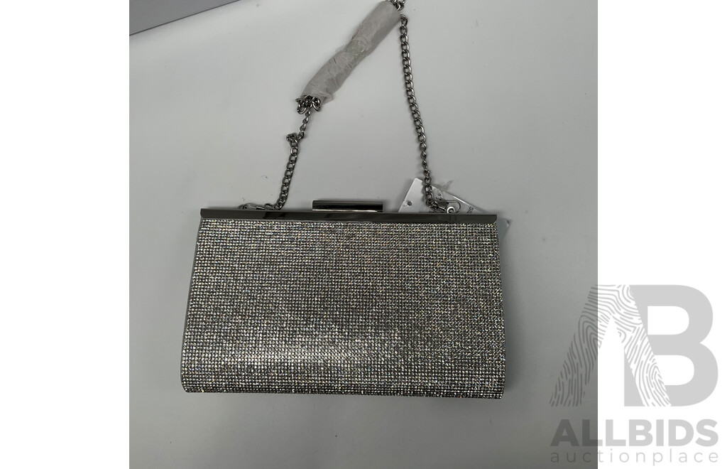 Nina Winslet Silver Beaded Clutch Bag