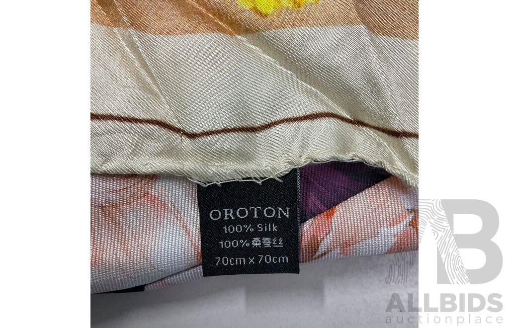 REVIEW Bouquet of Dreams Dress (Size 6 ) & OROTON Silk Scarf & Unknown Brand Silk Scarf - Lot of 3 - Estimated Total ORP$500.00