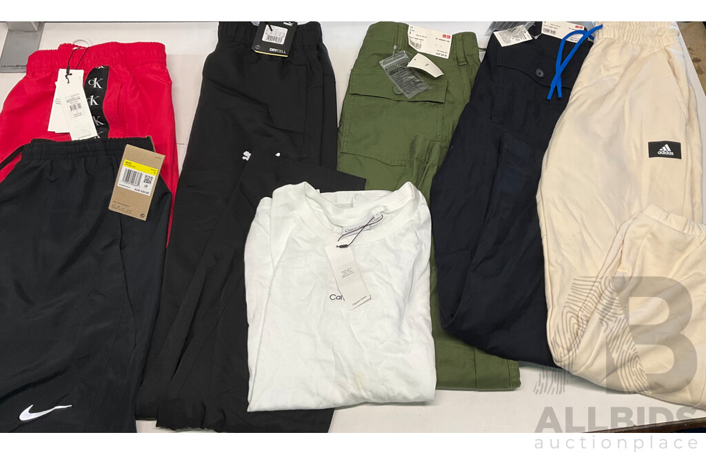ADIDAS, UNIQLO, CALVIN KLEIN & Assorted of Womens & Mens Clothing (Size S) - Lot of 7 - Estimated Total ORP$400.00