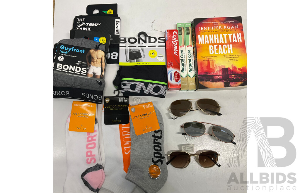 OSCARWYLEE Sunglasses & BONDS Trunks Set (Size S/ML) & Assorted of Household Items - Lot of 14 - Estimated Total ORP$650.00