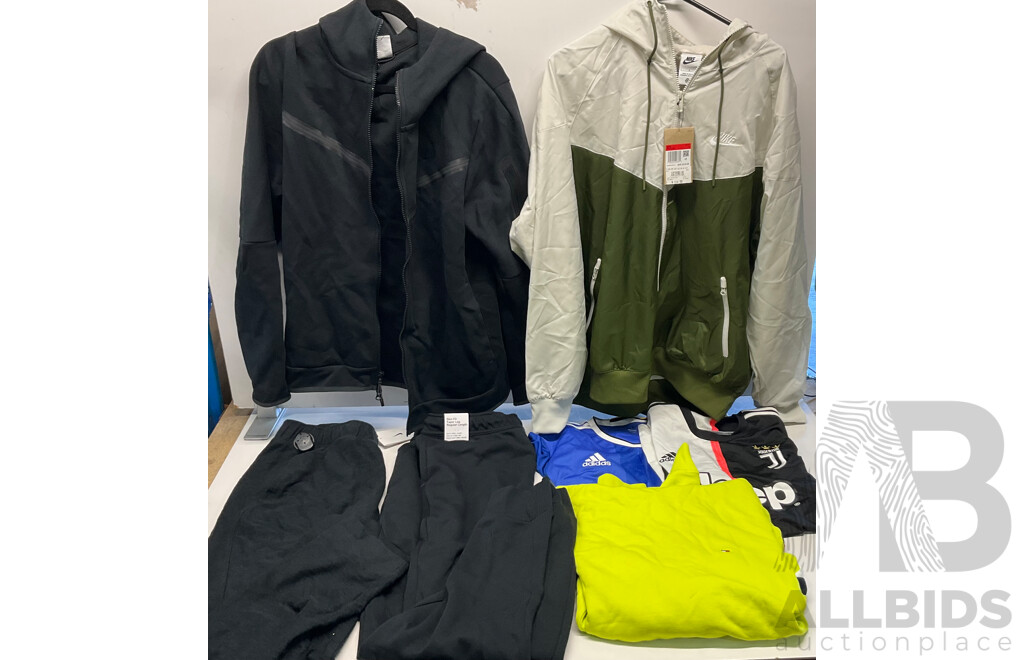 NIKE, TOMMY HILFIGER, ADIDAS Jackets / Hoodies/Pants/ Jersey (Size L) - Lot of 7- Estimated Total ORP$700.00