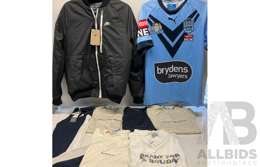 NIKE Bombe Jacket & PUMA NSW Jersey & Assorted of Clothing (Size 2XS/XS/S) - Lot of 8 - Estimated Total ORP$500.00