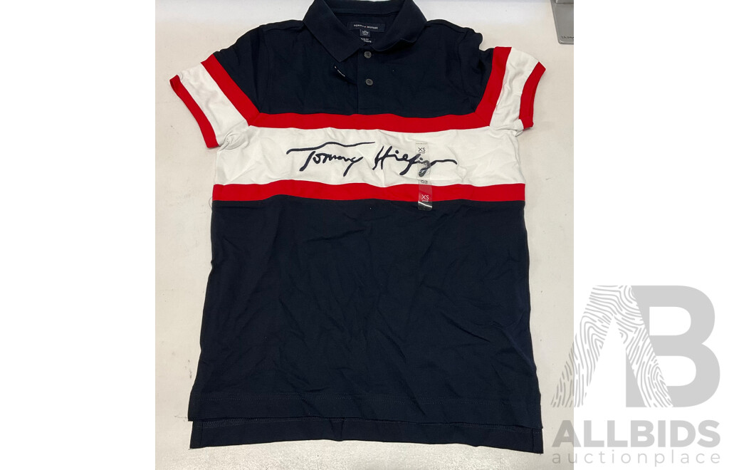 TOMMY HILFIGER Polo Shirt & Popover Hoodie (Size XS/S) - Lot of 4 - Estimated Total ORP$600.00