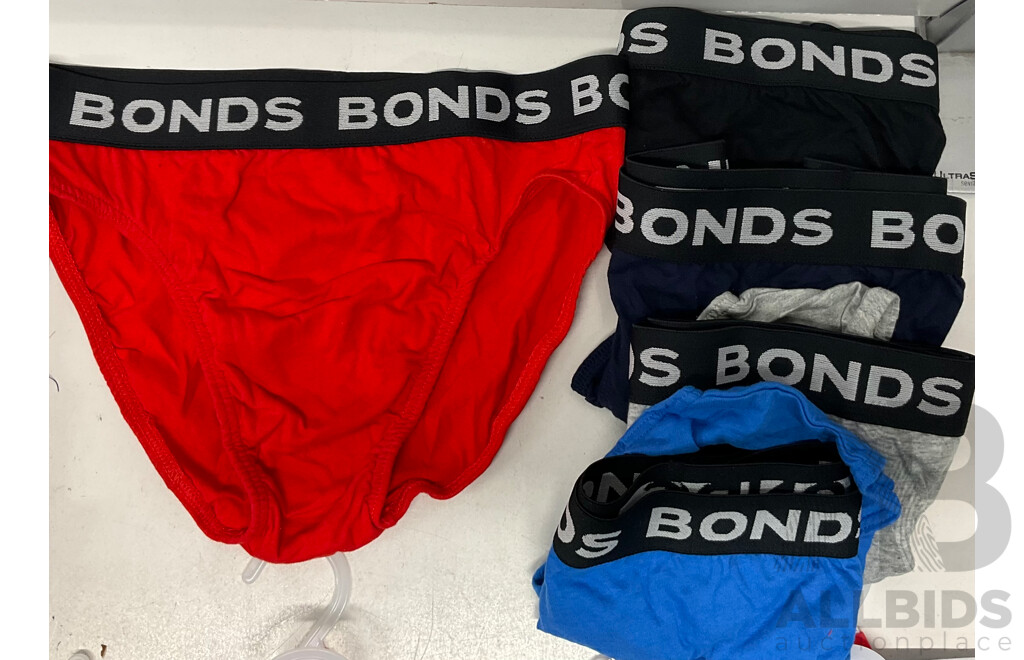 BONDS, ANKO Mens Trunks /Socks /Singlet /Briefs (Size M)  - Lot of 26 - Estimated Total $500.00