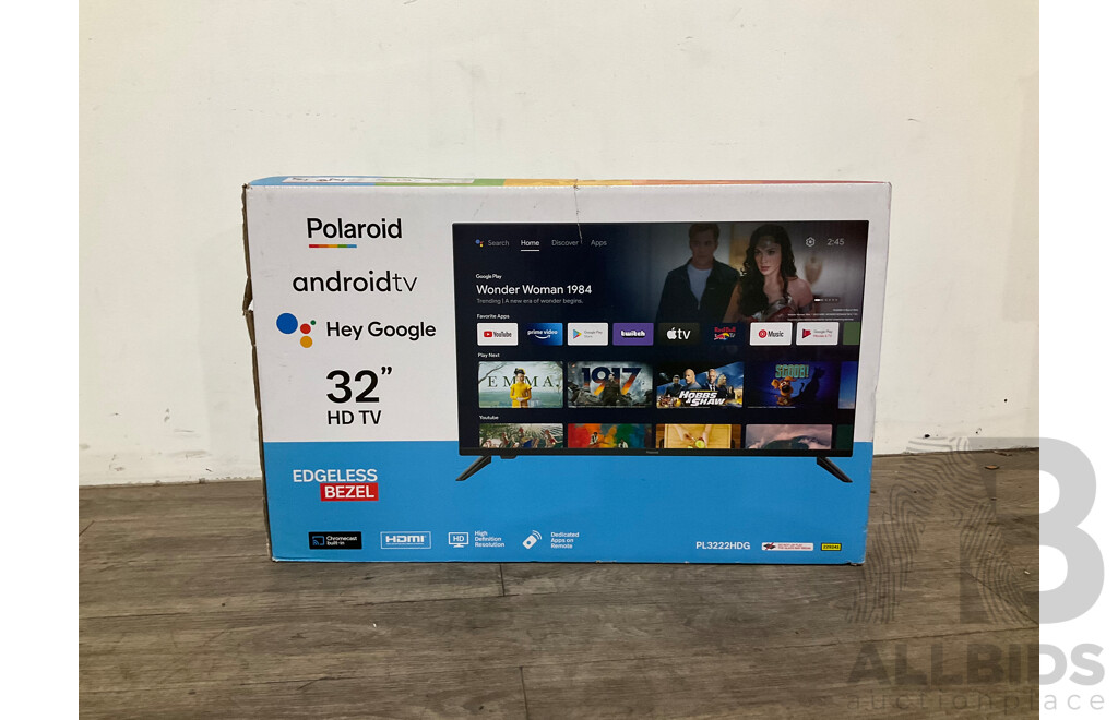POLAROID 32'' HD Android TV (PL3222HDG) and BLANCO BRS61X 60cm Slide Out Rangehood - ORP: $442.00