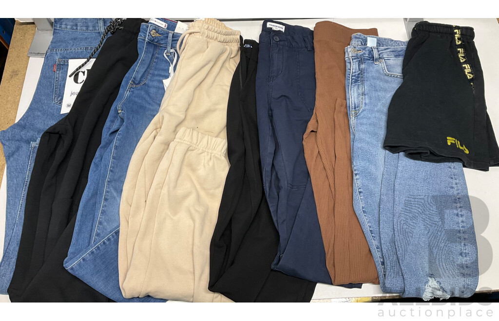 TOMMY HILFIGER, COUNTRY ROAD, FILA & Assorted of Pants/ Jeans (Vaurious Size)  - Lot of 9  - Estimated Total $300.00