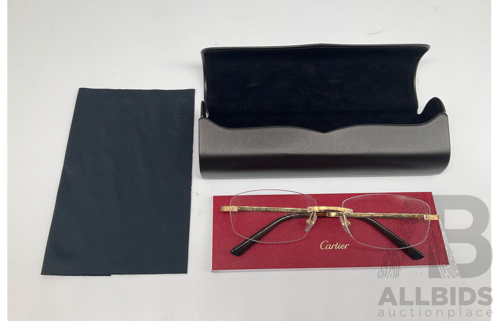 CARTIER CT00860-001 Eyeglasses Gold Frame W/ Original Case and Accessories  - ORP: $1,300.00
