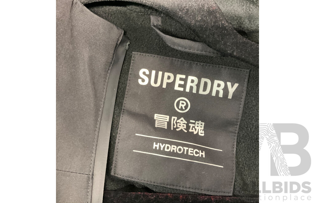 SUPERDRY Long Line Boston Microfibre & Hydrotech Stealth Black Jacket ( Size S ) - Lot of 2 - ORP $510.00