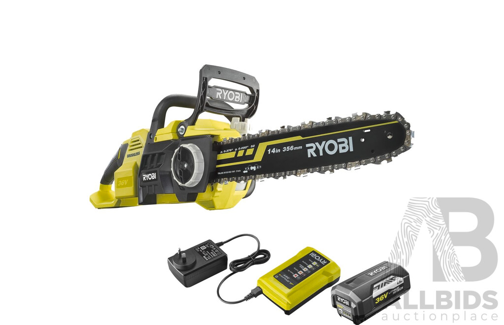 RYOBI RCS36X4  Cordless 14inch (35cm) Chainsaw Kit - ORP$499.00