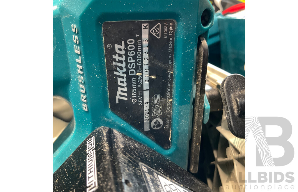 MAKITA DSP600 Mobile 165mm Plunge Cut Saw with 2 Batteries