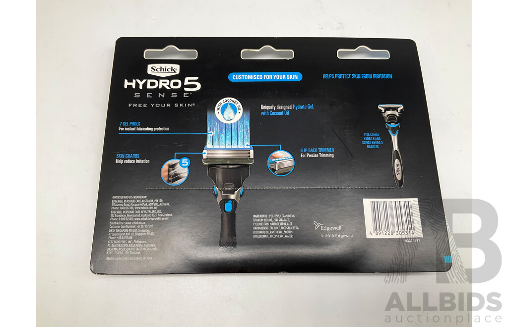 SCHICK Hydro 5 Sense Razor Kits and SCHICK Hydro 5 Sense Blades 8 Pack - ORP $376.00