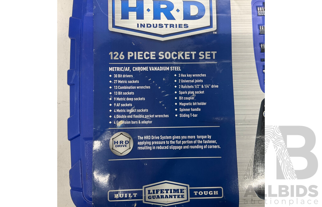 HRD 126Piece Socket Set & Assorted of Tools in TACTIX Storage Carry Box - Lot of 2 - Estimated Total $400.00