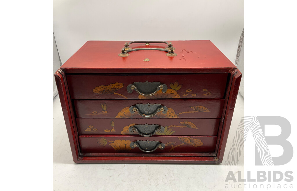 Vintage Primitive Mah Jong Set in Wooden Case