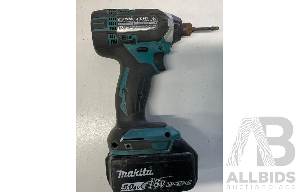 MAKITA DHP484  Hammer Drill & DTD152 Impact Driver with 1x Battery in Carry Case