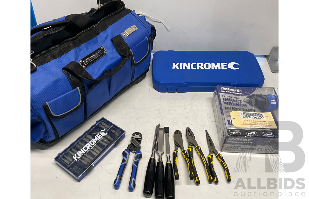Assorted of KINCROME, STANLEY Tools in Carry Bag