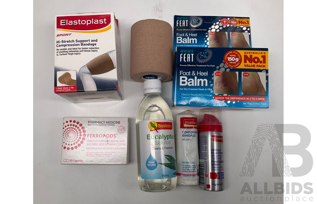 Assortment of Cosmetic Products From OLAY, SENSODYNE, ELASTOPLAST, FEAT